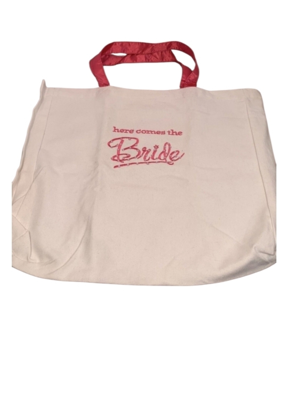 "Here Comes The Bride" - Pink/White Bridal Tote Bag